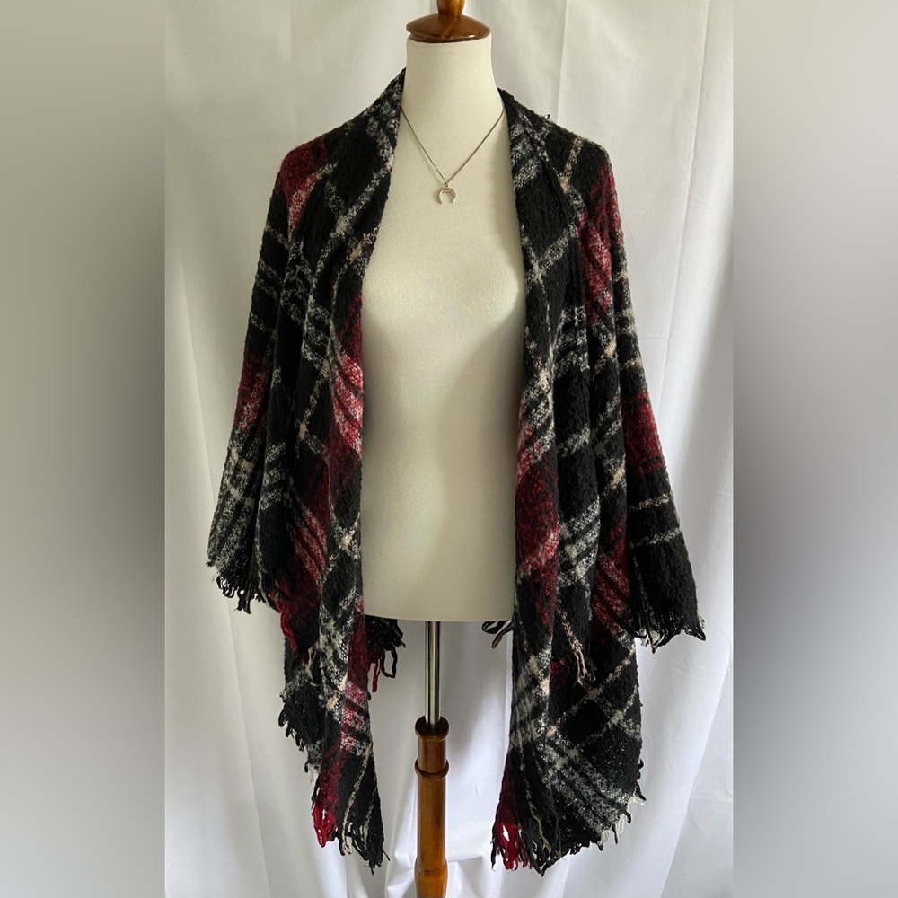 Plaid cover up or Shaw